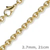 2,7mm Armband Armkette Rundankerkette 585 Gold Gelbgold, 21cm Unisex