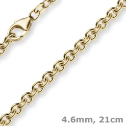 4,6mm Armband Armkette Rundankerkette 585 Gold Gelbgold, 21cm Unisex