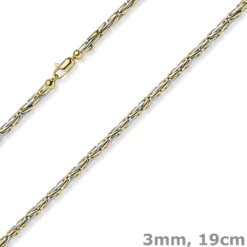 3mm Armband Armkette runde Königskette 585 Gold gelb/weiß bicolor 19cm Unisex