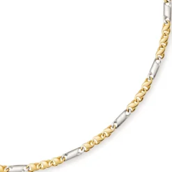 5mm Armband Armkette Tigeraugekette, 585 Gold Weißgold & Gelbgold 19cm