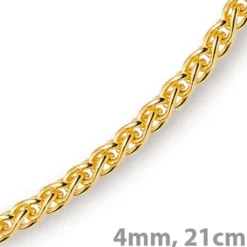 4mm Armband Armkette Zopfkette aus 585 Gold Gelbgold, 21cm, Unisex