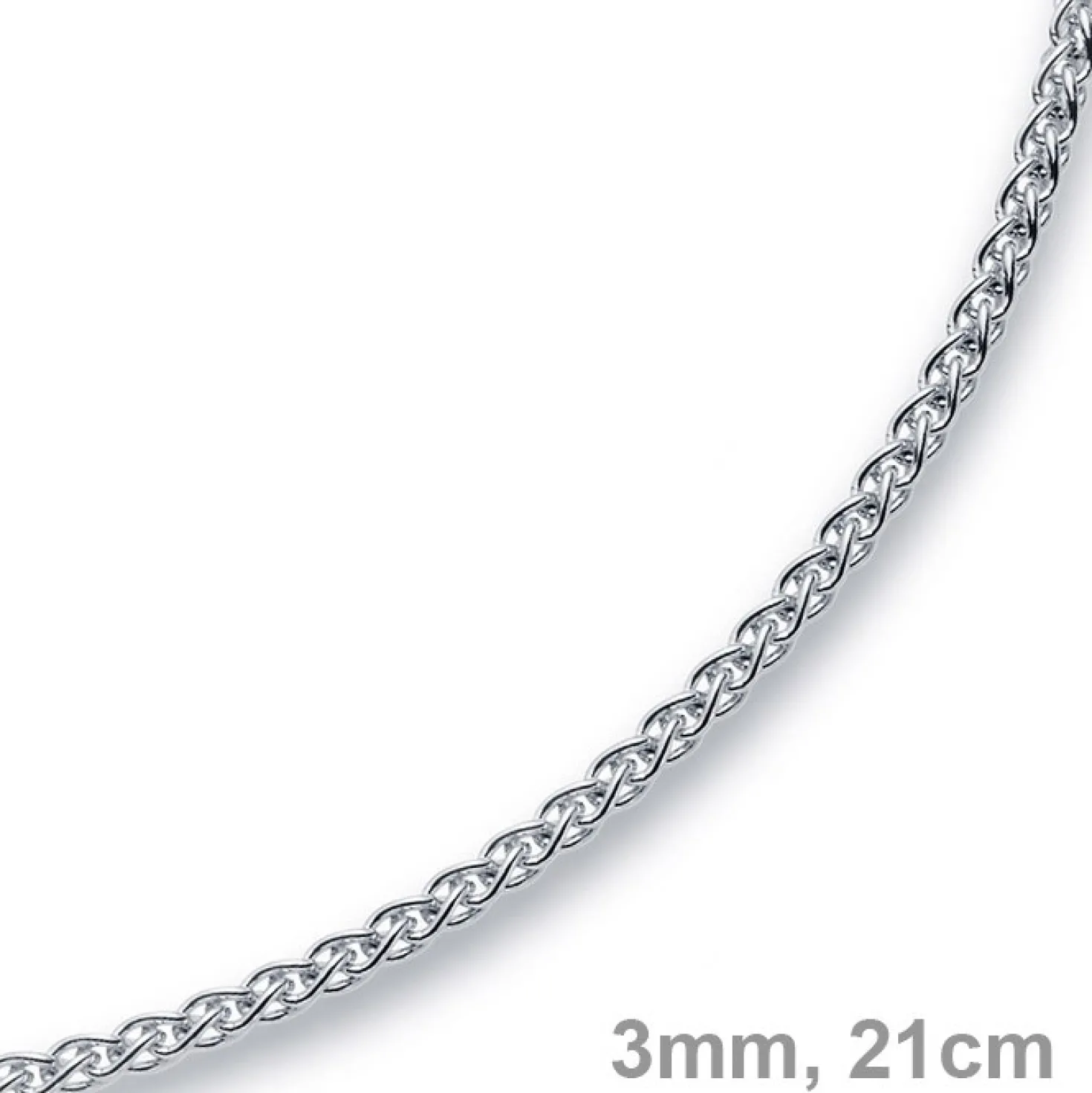 3mm Armband Armkette Zopf-Kette aus 750 Gold Weißgold 21cm Unisex Goldarmband