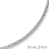 3mm Armband Armkette Zopf-Kette aus 585 Gold Weißgold, 21cm, Unisex