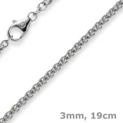 3mm Armband Armkette Zopf-Kette aus 750 Gold Weißgold 19cm Unisex Goldarmband