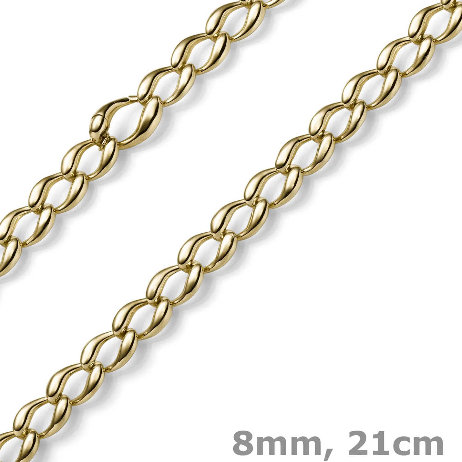 8mm Armband Armschmuck Phantasiekette aus 585 Gold Gelbgold glänzend 21cm