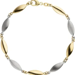 5,5mm Armband Armschmuck spitzoval 585 Gold Gelbgold Weißgold teilmatt 19,5cm