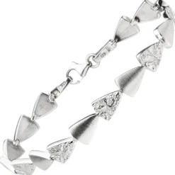 7,7mm Armband aus 925 Silber mattiert & gehämmert 19cm Armschmuck Damen