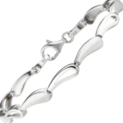 5,7mm Armband aus 925 Silber rhodiniert & teilmattiert 19cm Armschmuck Damen