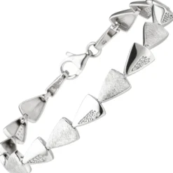 7,9mm Armband aus 925 Silber teilmatt mit 42 Zirkonia 19cm Armschmuck Damen