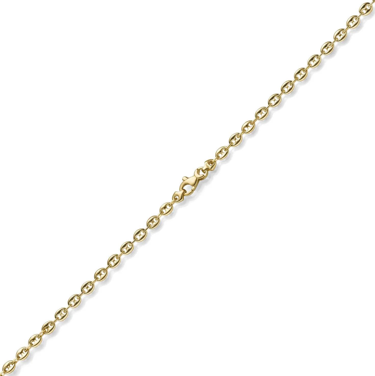3,5mm Armband Bohnenkette Schiffsankerkette 585 Gold Gelbgold 19cm Unisex