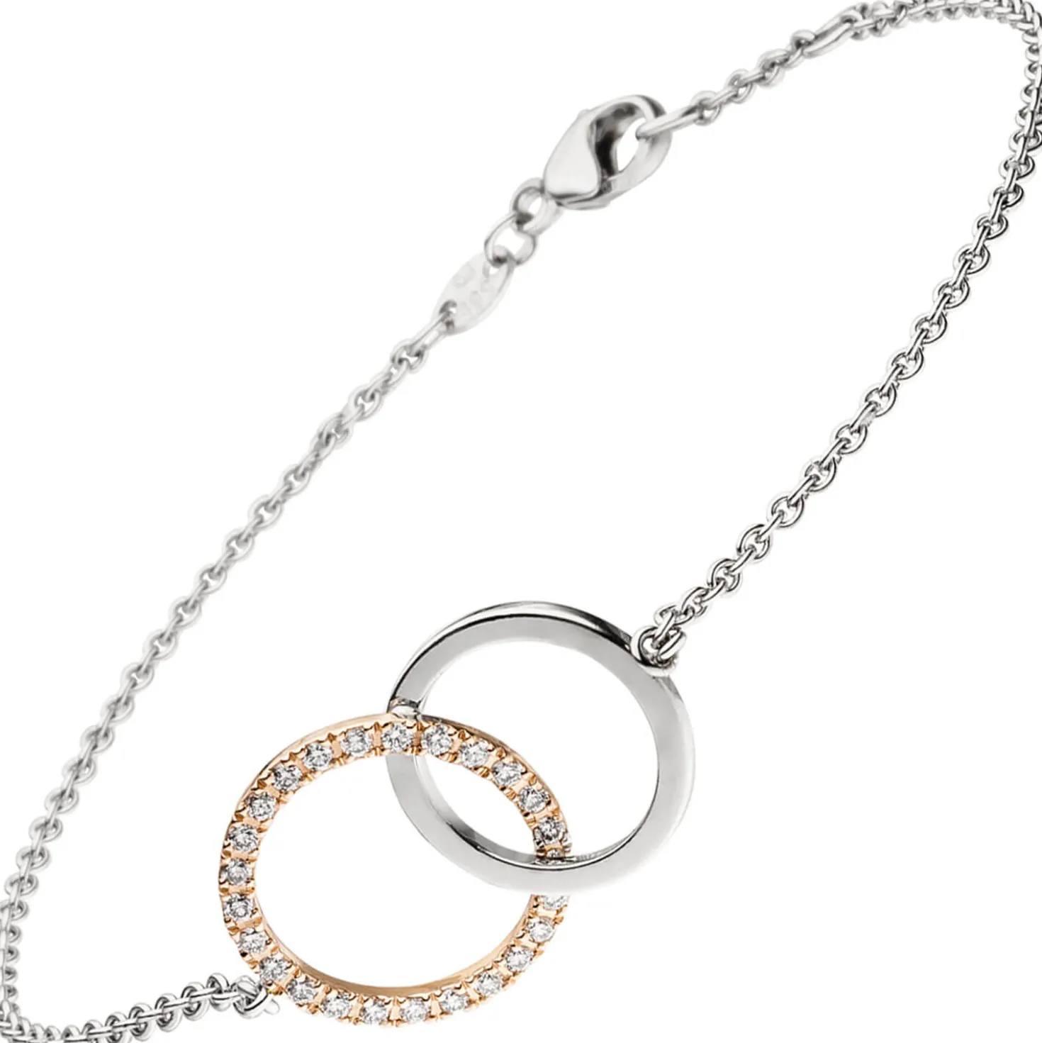 1,5mm Armband 25 Diamanten 0.25Ct 585 Gold Rotgold Weißgold 18-19cm