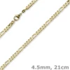 4,5mm Armband diamantierte Figaro-Kette aus 585 Gold Gelbgold Armschmuck, 21cm
