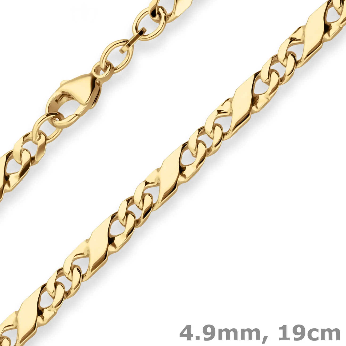 4,9mm Armband Dollarkette Goldarmband Armschmuck aus 585 Gold Gelbgold 19cm