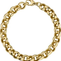 10,2mm Armband Erbsarmband Armkette aus 925 Silber in Gelbgold vergoldet, 21cm