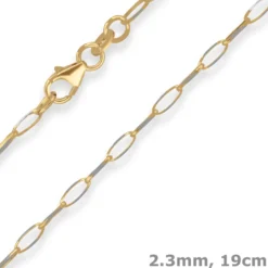 2,3mm Armband Fantasiekette Goldarmband Armschmuck aus 375 Gold gelb/weiß 19cm