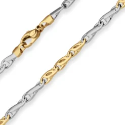 3,7mm Armband Fantasiekette Goldarmband Armschmuck aus 585 Gold gelb/weiß 19cm