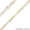 3,4mm Armband Figarokette diamantiert Armschmuck aus 333 Gold Gelbgold 21cm