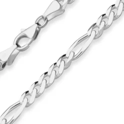 5,7mm Armband Figarokette diamantiert Armschmuck aus 925 Silber 21cm