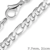 7,7mm Armband Figarokette diamantiert Armschmuck aus 925 Silber 21cm