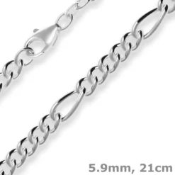 5,9mm Armband Figarokette Silberarmband Armschmuck aus 925 Silber 21cm