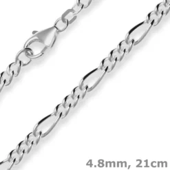 4,8mm Armband Figarokette Silberarmband Armschmuck aus 925 Silber 21cm