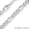 6,5mm Armband Figarokette Silberarmband Armschmuck aus 925 Silber 21cm