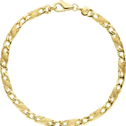 4,4mm Armband Goldarmband X-Panzerkette aus 585 Gold Gelbgold, teilmatt, 21cm