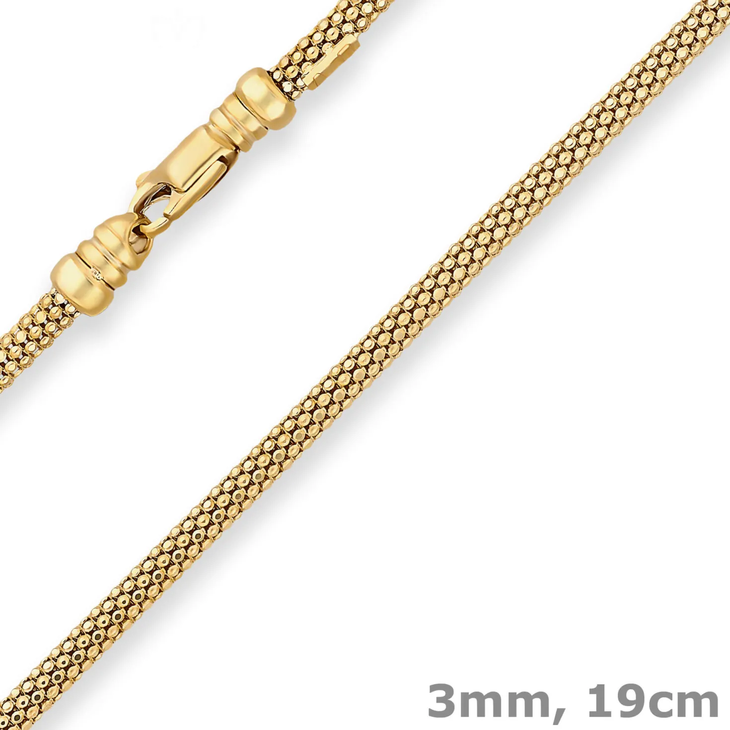 3mm Armband Himbeerkette Goldarmband Armschmuck aus 585 Gold Gelbgold 19cm