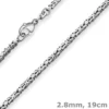 2,8mm Armband Königskette Armschmuck aus 925 Silber rhodiniert 19cm