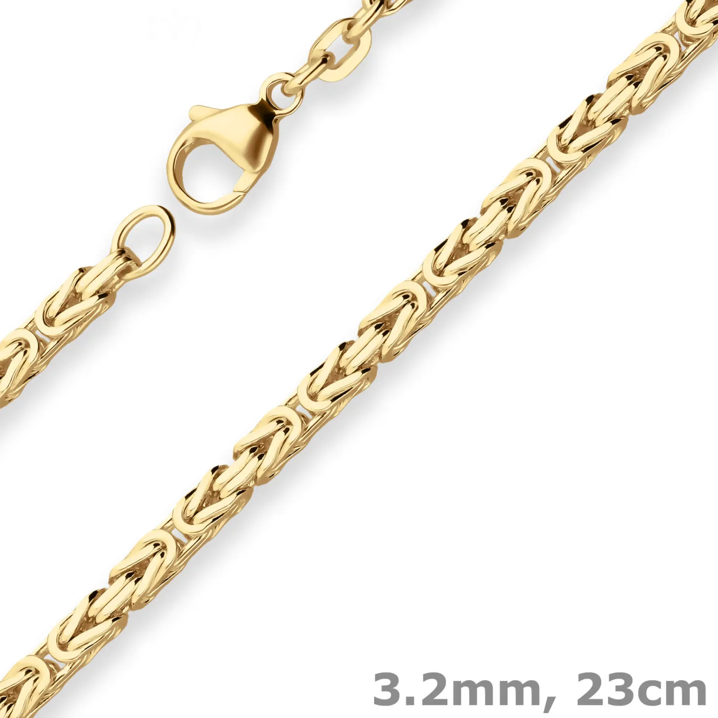 3,2mm Armband Königskette Goldarmband Armschmuck aus 585 Gold Gelbgold 23cm