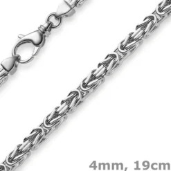 4mm Armband Königskette, 750 Weißgold, massiv, 19cm, Goldkette Unisex