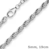 5mm Armband Kordelkette massiv Armschmuck aus 925 Silber rhodiniert 19cm