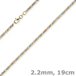 2,2mm Armband Kugelarmband aus 750 Gold gelb/rot/weiß tricolor diamantiert 19cm