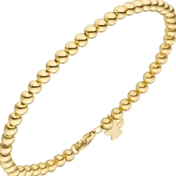 4mm Armband Kugelarmband mit Anhänger Engel 585 Gold Gelbgold, teilmatt, 19cm