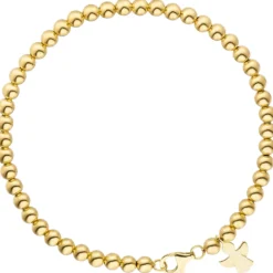 4mm Armband Kugelarmband mit Anhänger Engel 585 Gold Gelbgold, teilmatt, 19cm