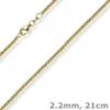2,2mm Armband Kugelkette aus 585 Gold Gelbgold glatt poliert 21cm