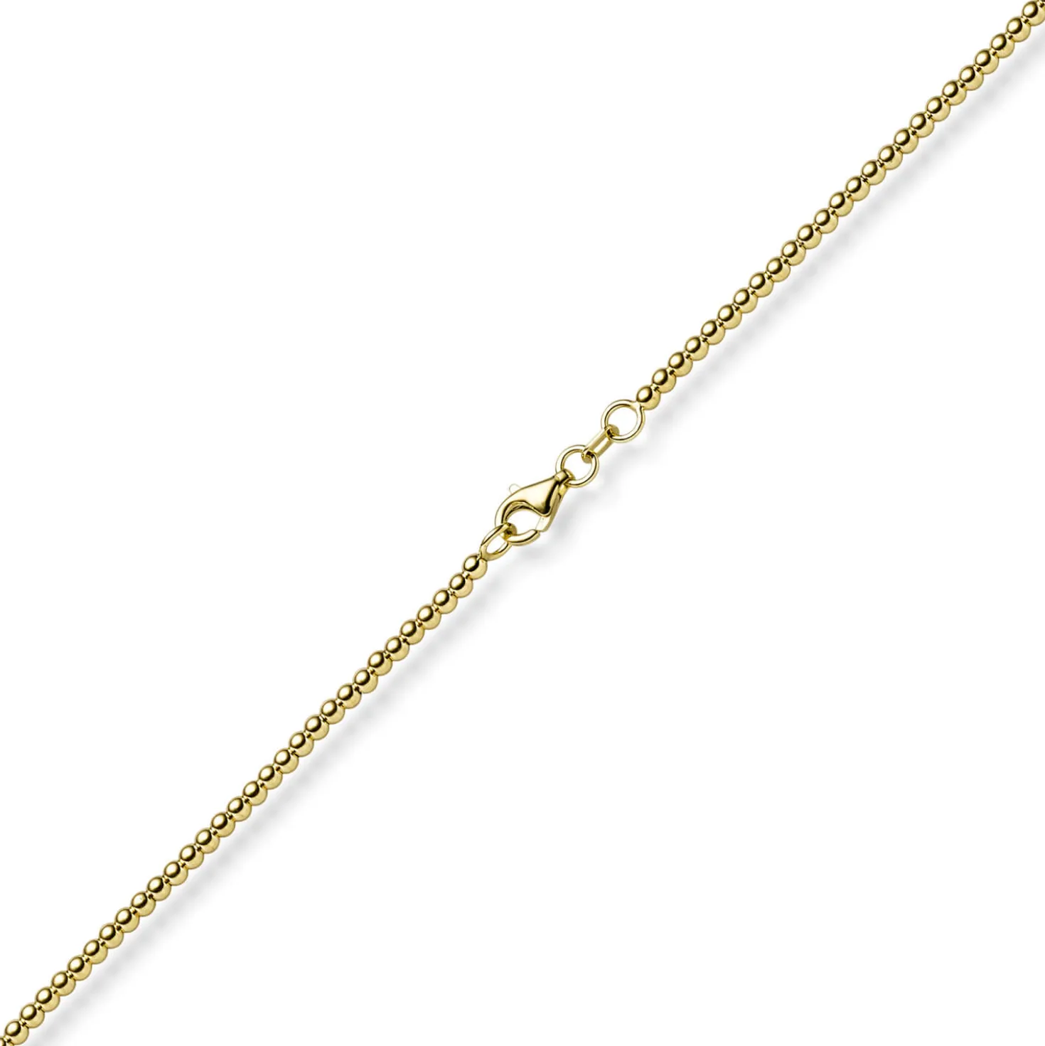 2,2mm Armband Kugelkette aus 585 Gold Gelbgold glatt poliert 18cm