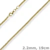 2,2mm Armband Kugelkette aus 585 Gold Gelbgold glatt poliert 19cm