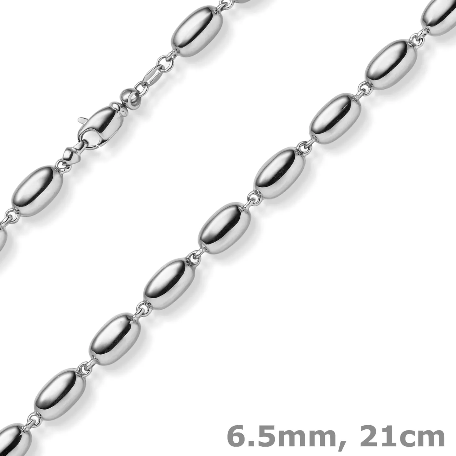 6,5mm Armband Oliven-Kette Armkette aus 585 Gold Weißgold glänzend 21cm