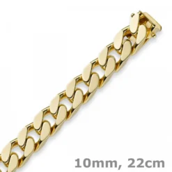 10mm Armband Panzerarmband 750 Gold Gelbgold massiv 4-seitig diamantiert 22cm