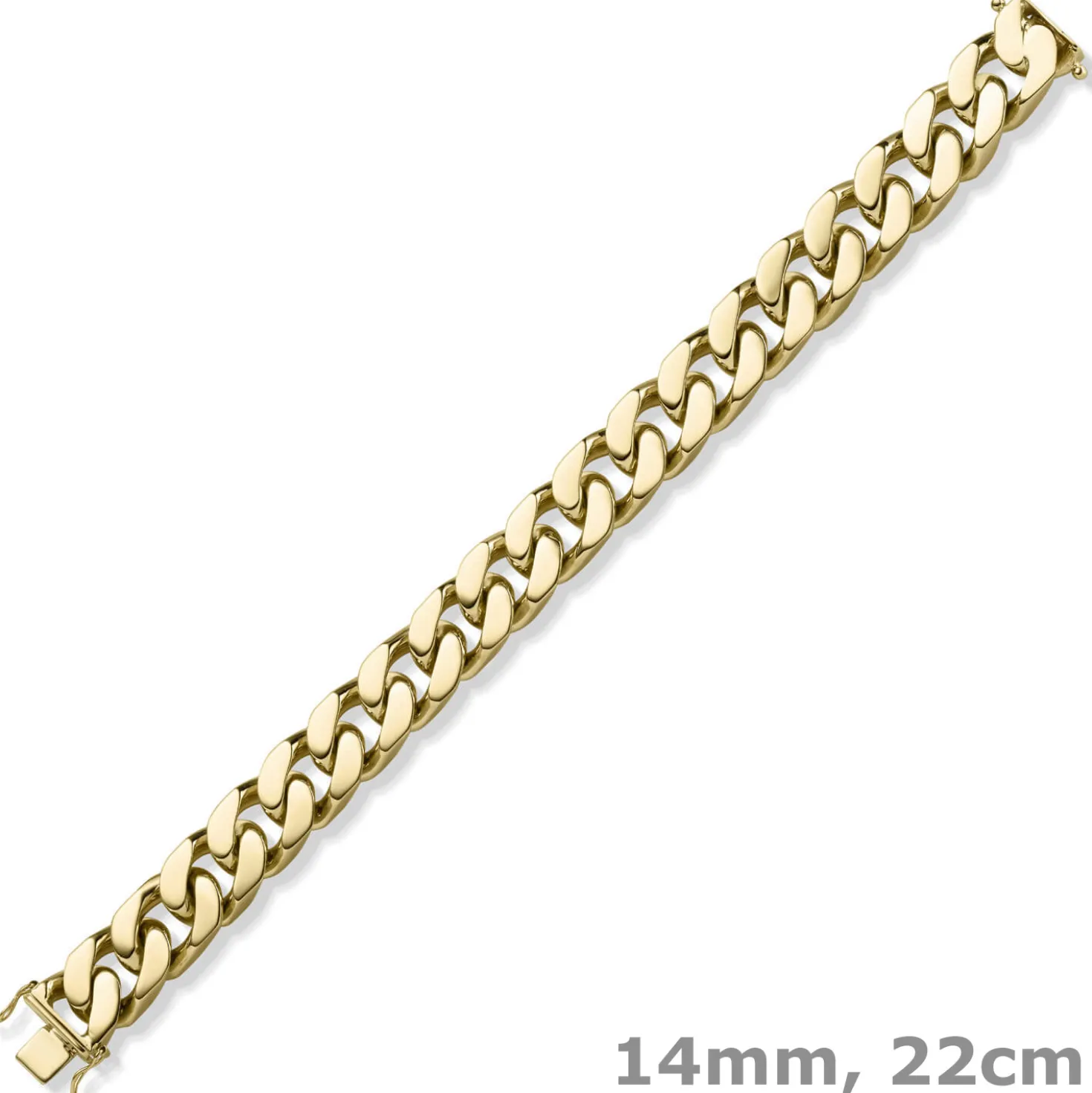 14mm Armband Panzerkette Armschmuck 585 Gold Gelbgold diamantiert 22cm