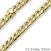 12,5mm Armband Panzerkette aus 585 Gold Gelbgold hohl mit Kastenschloss 22cm