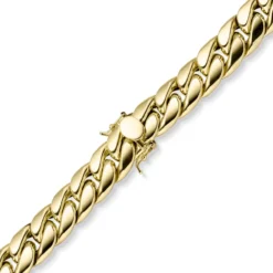 12,5mm Armband Panzerkette aus 585 Gold Gelbgold hohl mit Kastenschloss 22cm