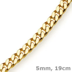5mm Armband Panzerkette diamantiert, 750 Gold Gelbgold massiv, 19cm