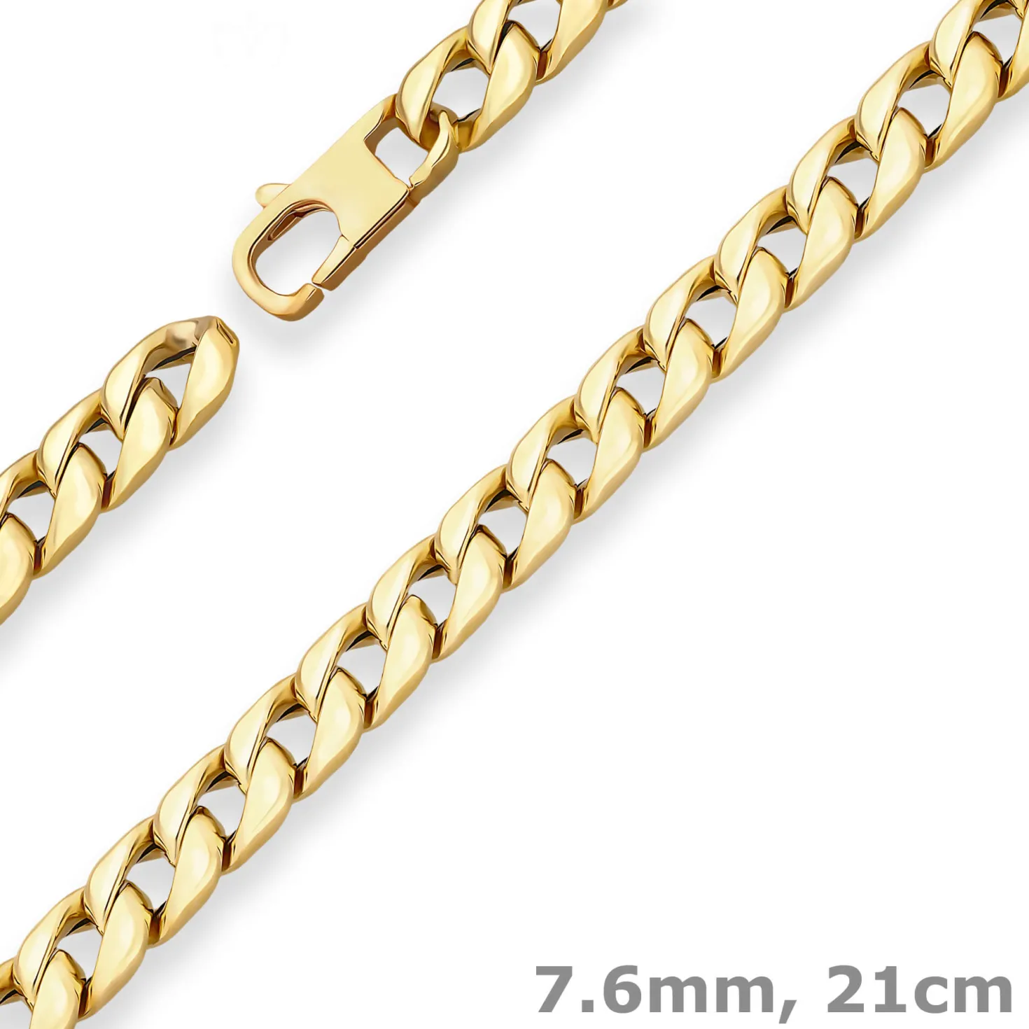 7,6mm Armband Panzerkette Goldarmband Armschmuck aus 585 Gold Gelbgold 21cm