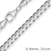 5,9mm Armband Panzerkette oval diamantiert aus 925 Silber rhodiniert 21cm