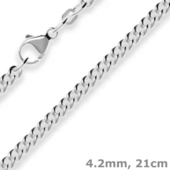 4,2mm Armband Panzerkette rund Silberarmband Armschmuck aus 925 Silber 21cm