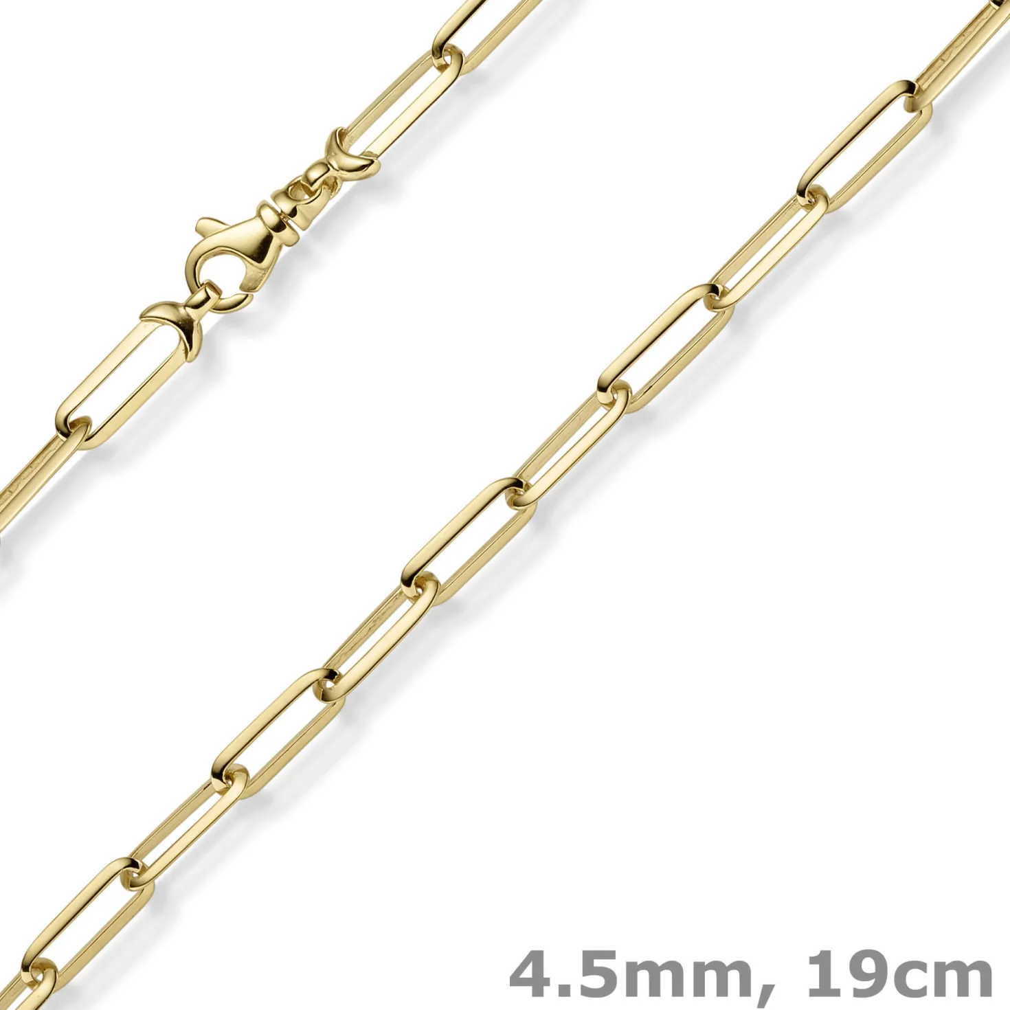 4,5mm Armband Paper-Clip Kette Armkette aus 585 Gold Gelbgold massiv 19cm