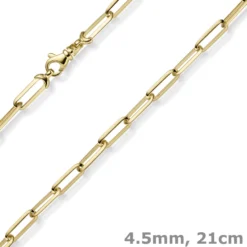 4,5mm Armband Paper-Clip Kette Armkette aus 585 Gold Gelbgold massiv 21cm