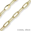 11mm Armband Paper-Clip Phantasie-Armkette aus 585 Gold Gelbgold glänzend 19cm